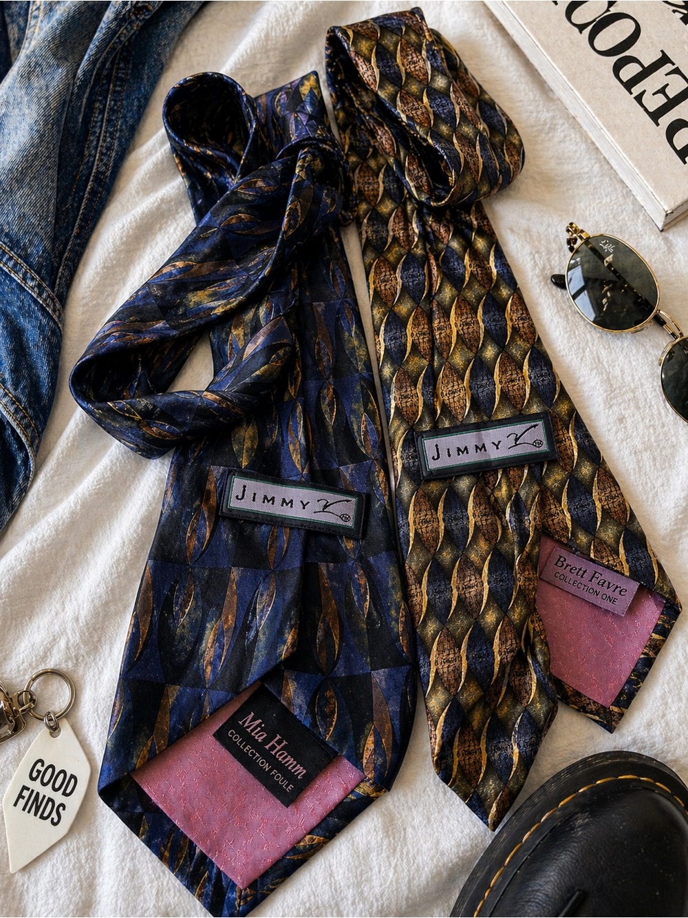 Vintage Jimmy Z Tie Bundle (2) Y2K Abstract 90s Retro Silk